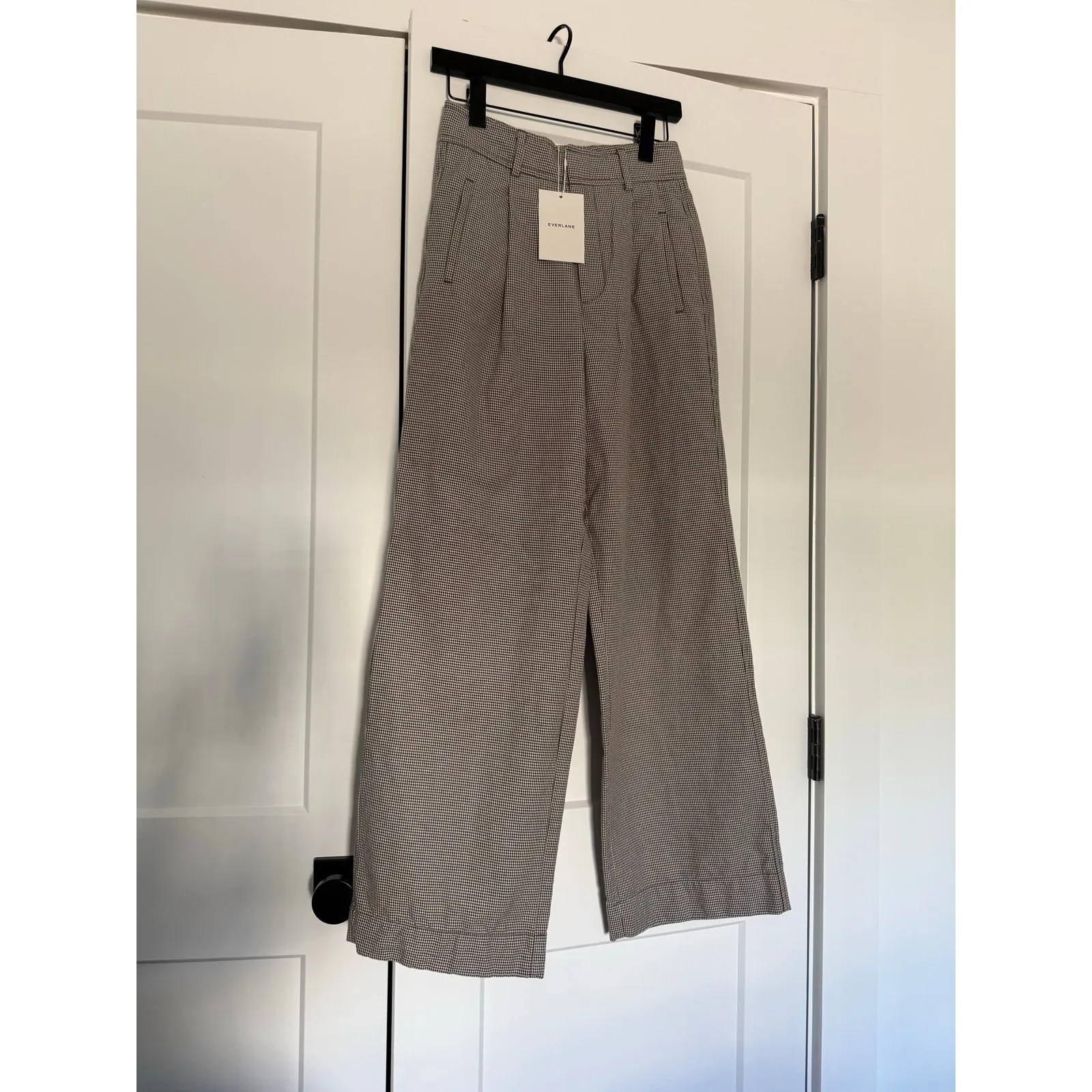 $148 New Everlane The Draper Pleated Pant - 0S - Taupe Gingham 30” inseam - Image 4