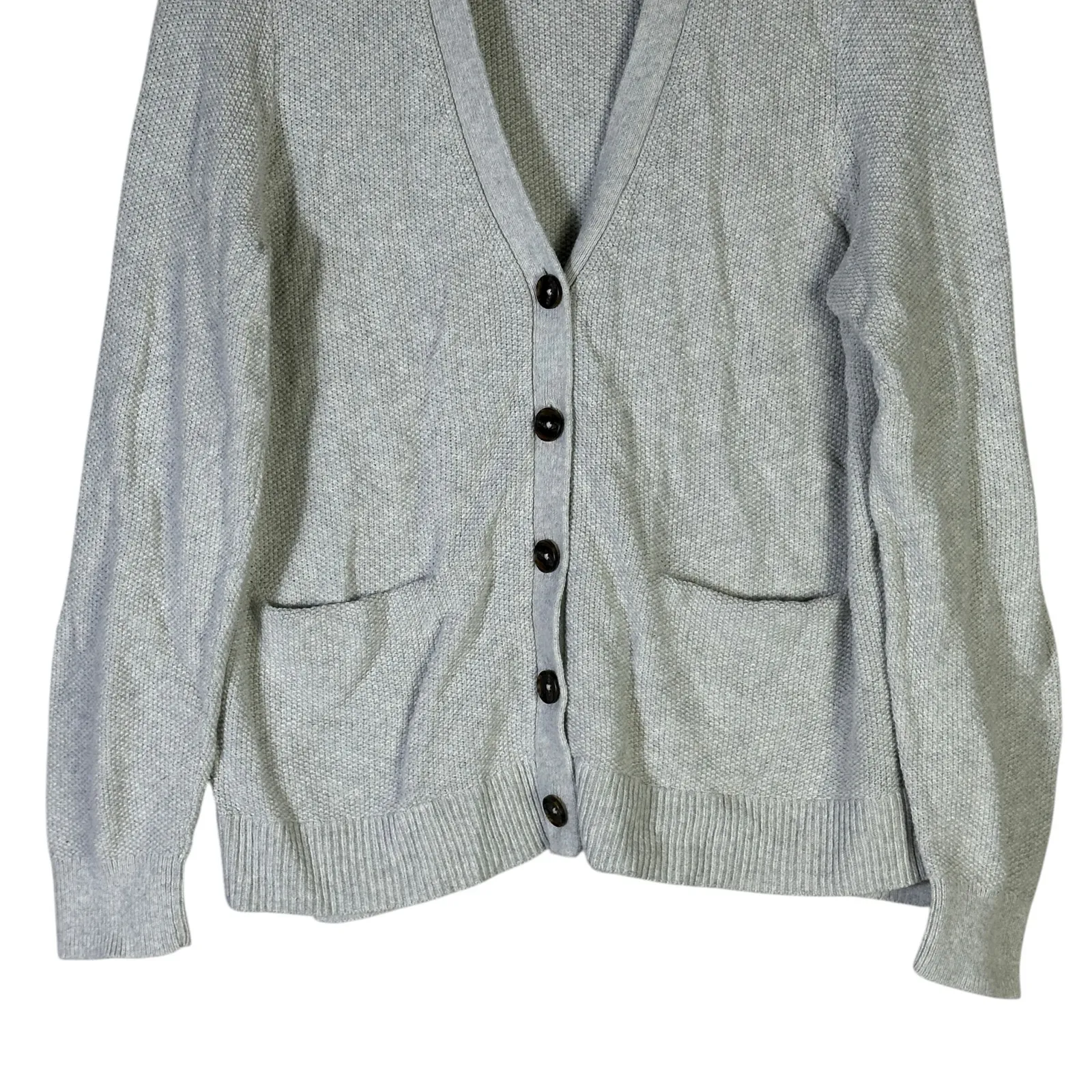 Madewell Cardigan Sweater Womens XL Gray Cotton Button Front Knit Minimalist - Image 3