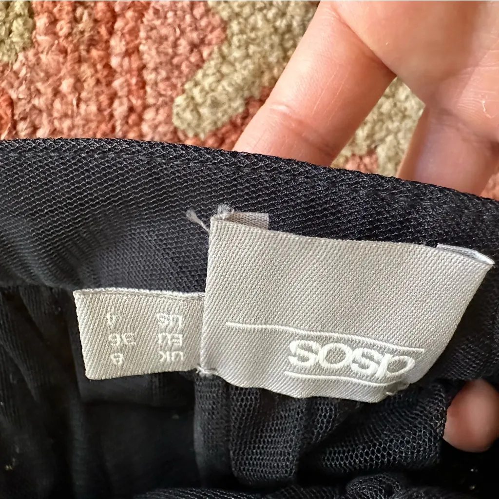 ASOS embellished mesh top. cropped blouse top black - Image 6