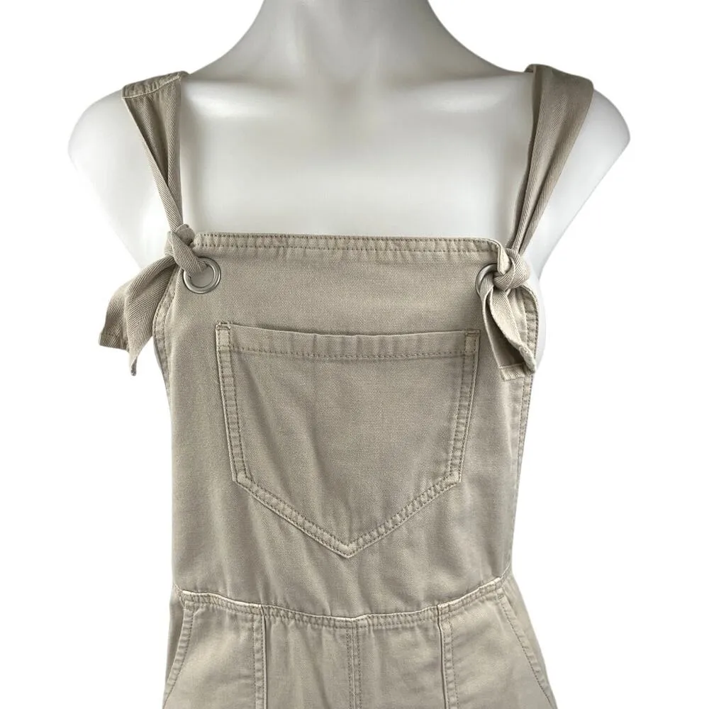 NEW Anthropologie Beige Sleeveless Baggy Wide Leg Palazzo Overall Jumpsuit Sz M - Image 4