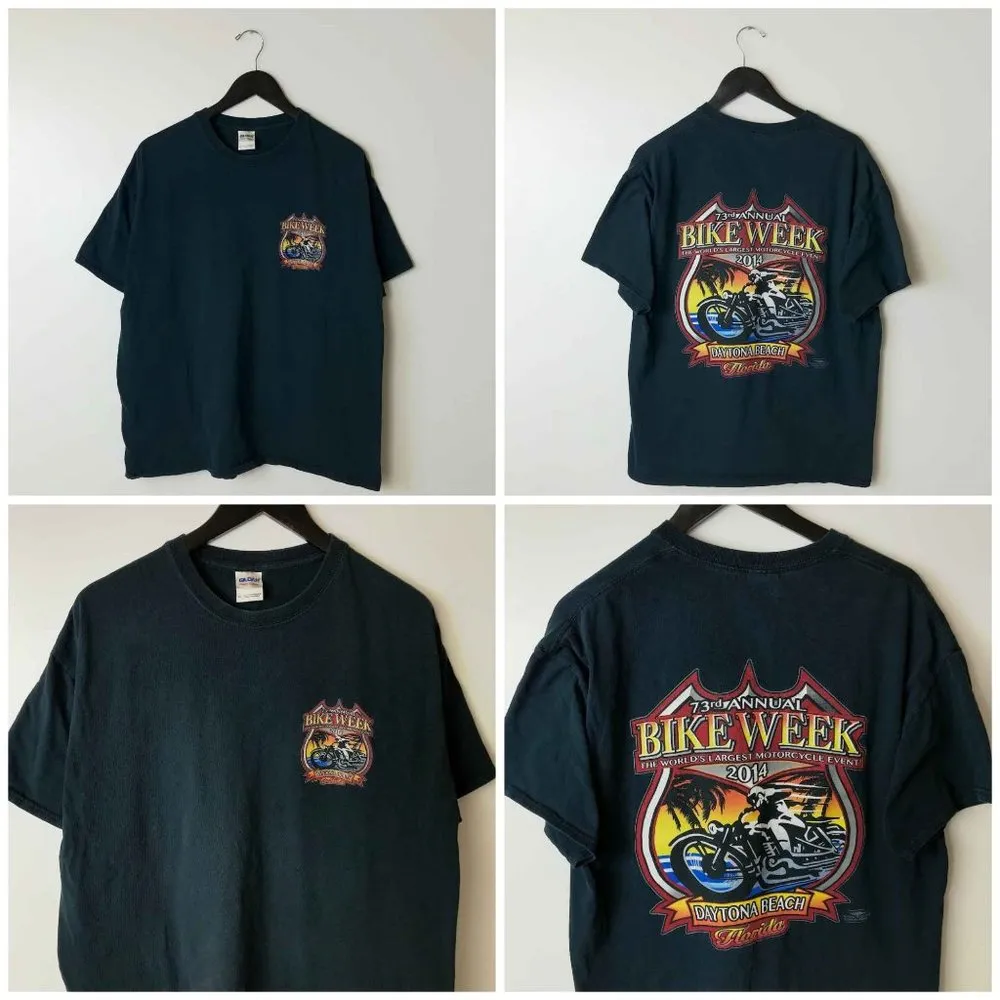 2014 73rd Annual Bike Week Dayton Beach Florida T Shirt Graphic Tee Black XL - Image 11