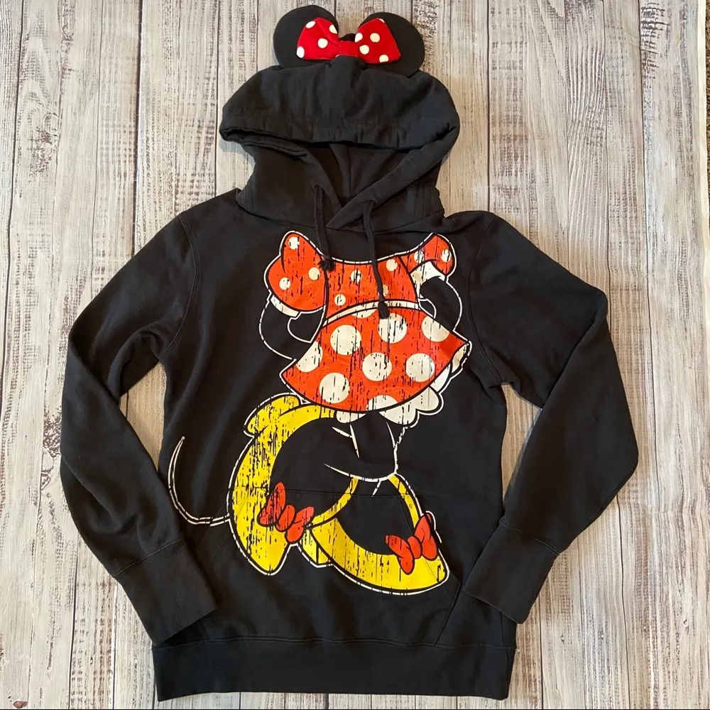 Disney Parks Mini Mouse Hoodie with Mouse Ears.  Size Medium. - Image 2