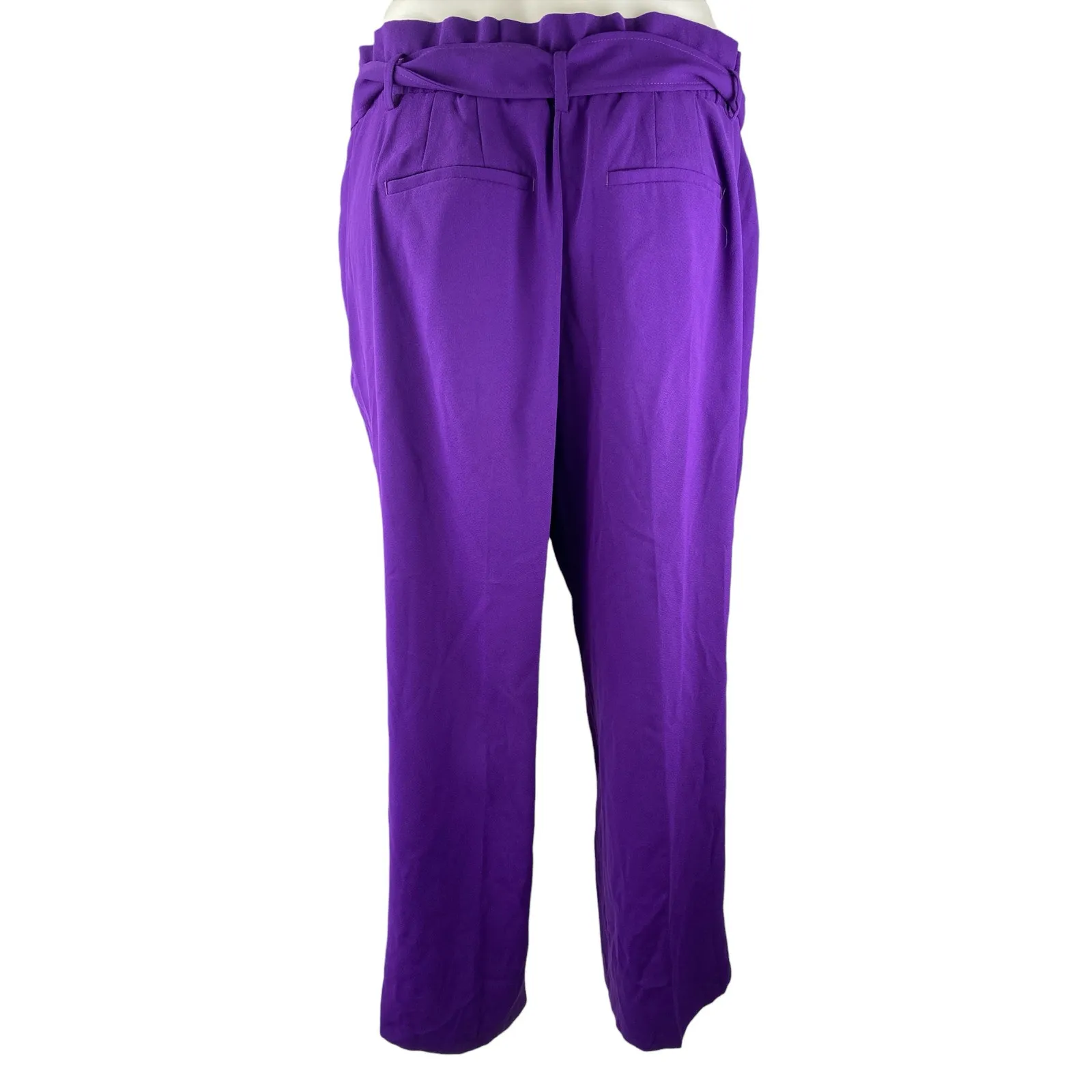 Eloquii Women's Purple High Waisted Tie Front Wide Leg Trousers Pants Size 20 - Image 2