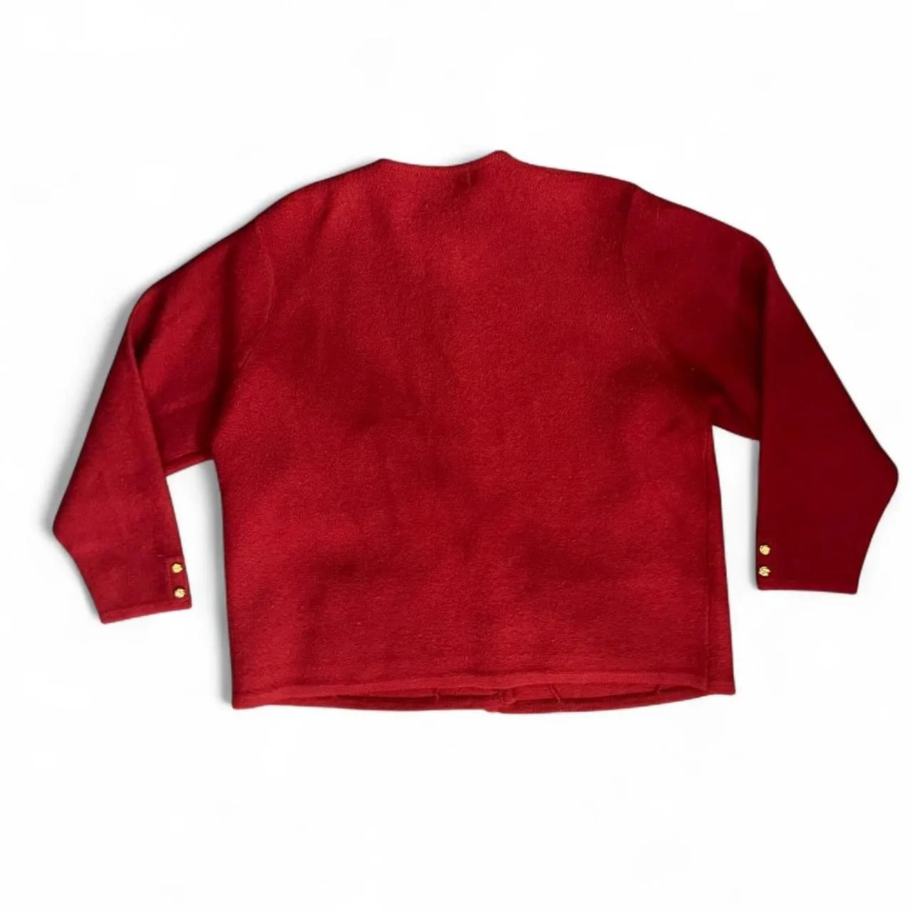 Karen Scott Red Pure Wool Cardigan Sweater Women’s 2X Gold Buttons Classic - Image 2