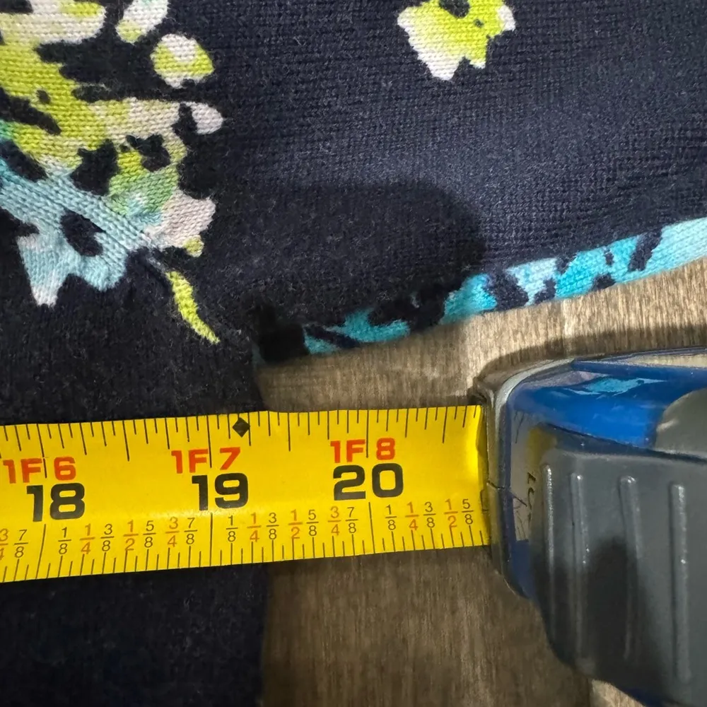 Alfred Dunner PL Floral 3/4 Sleeve Top Navy Cotton Knit Rhinestone Sparkle - Image 11