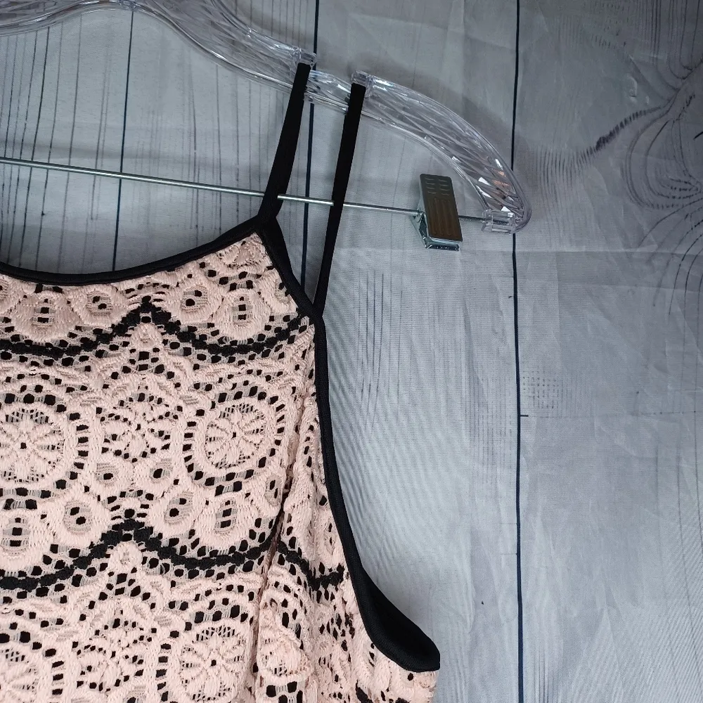 Vtg Guess Cocktail Dress Mini Light Pink Lace Overlay Guess LosAngeles 90s Y2K - Image 6