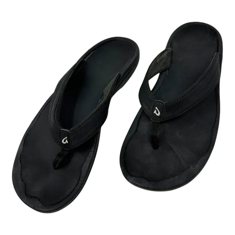 OluKai Ohana Black and White Flip Flop Size 10 - Image 2