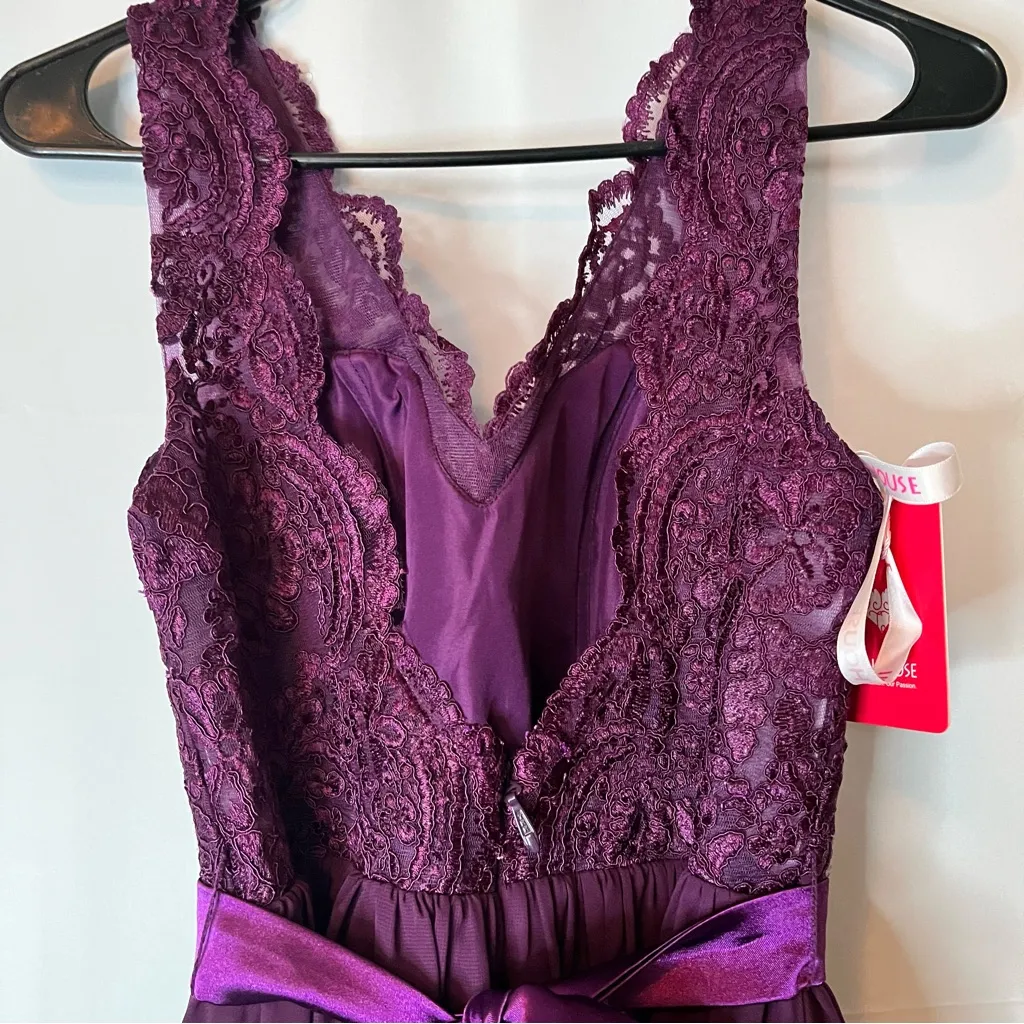 JJs House Elegant Purple Lace Prom Dress - Image 4