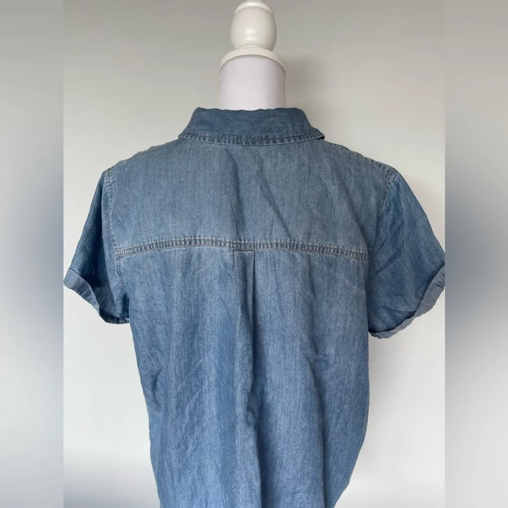 a.n.a Denim Quarter Button Top | Lightweight | Size L - Image 6