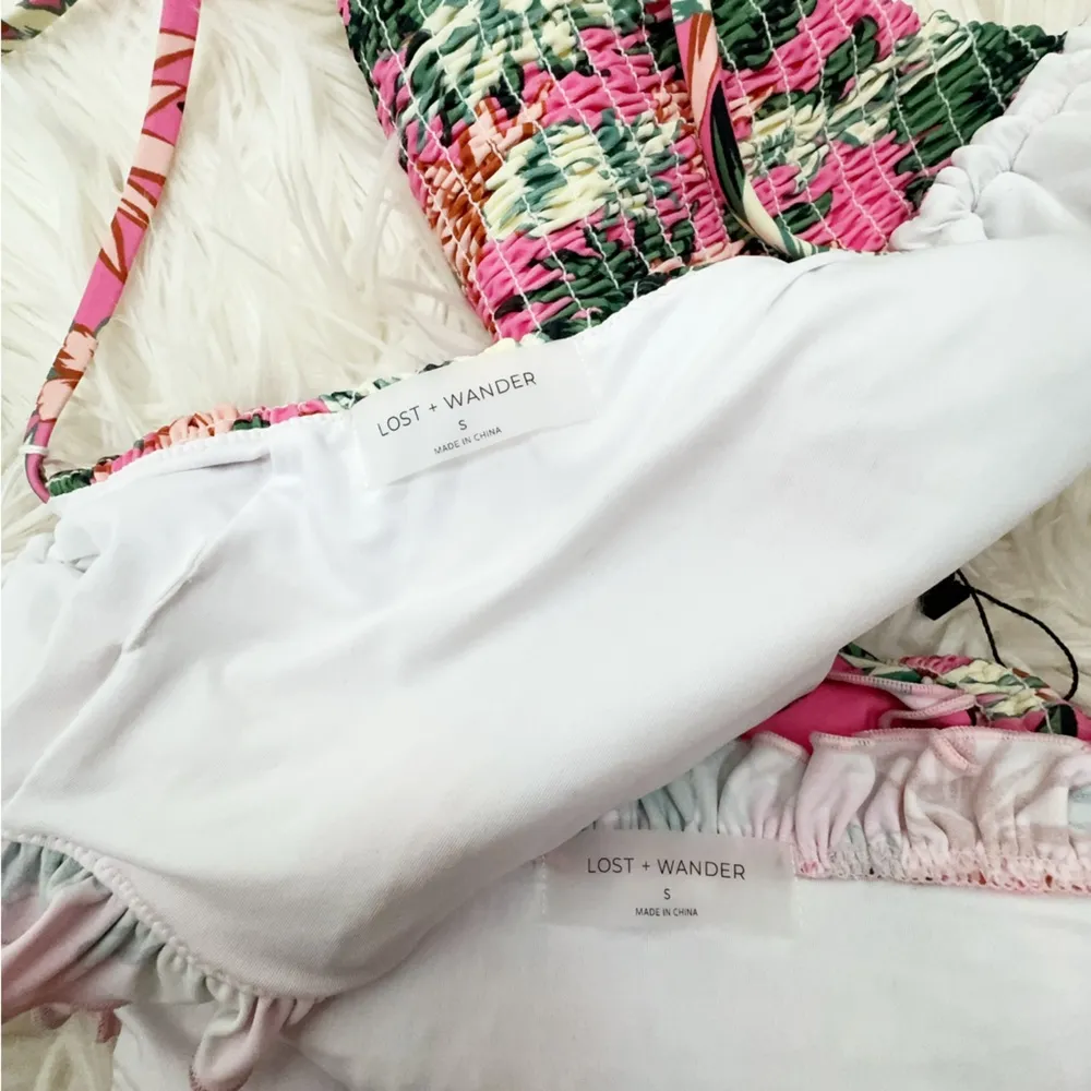 Lost and Wander Meet me in Bali Smocked Top & High Waisted Bottom Bikini Small - Image 7