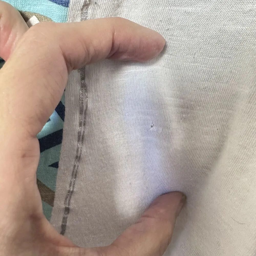 Ariat T-Shirt Womens XL Distressed Blue Aztec Bird Western Baseball Sleeves - Image 7