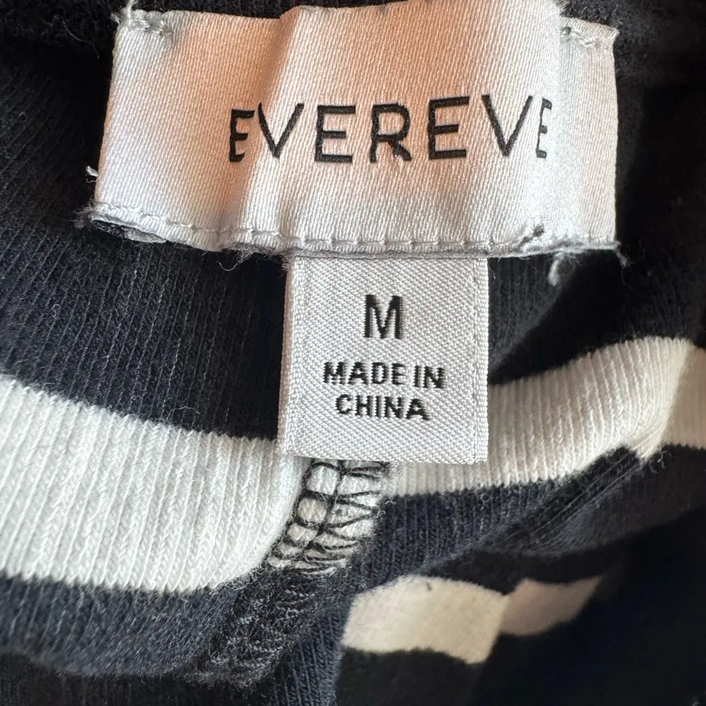 Evereve Anna Twist Waist Black and White Striped Midi Dress - Image 9