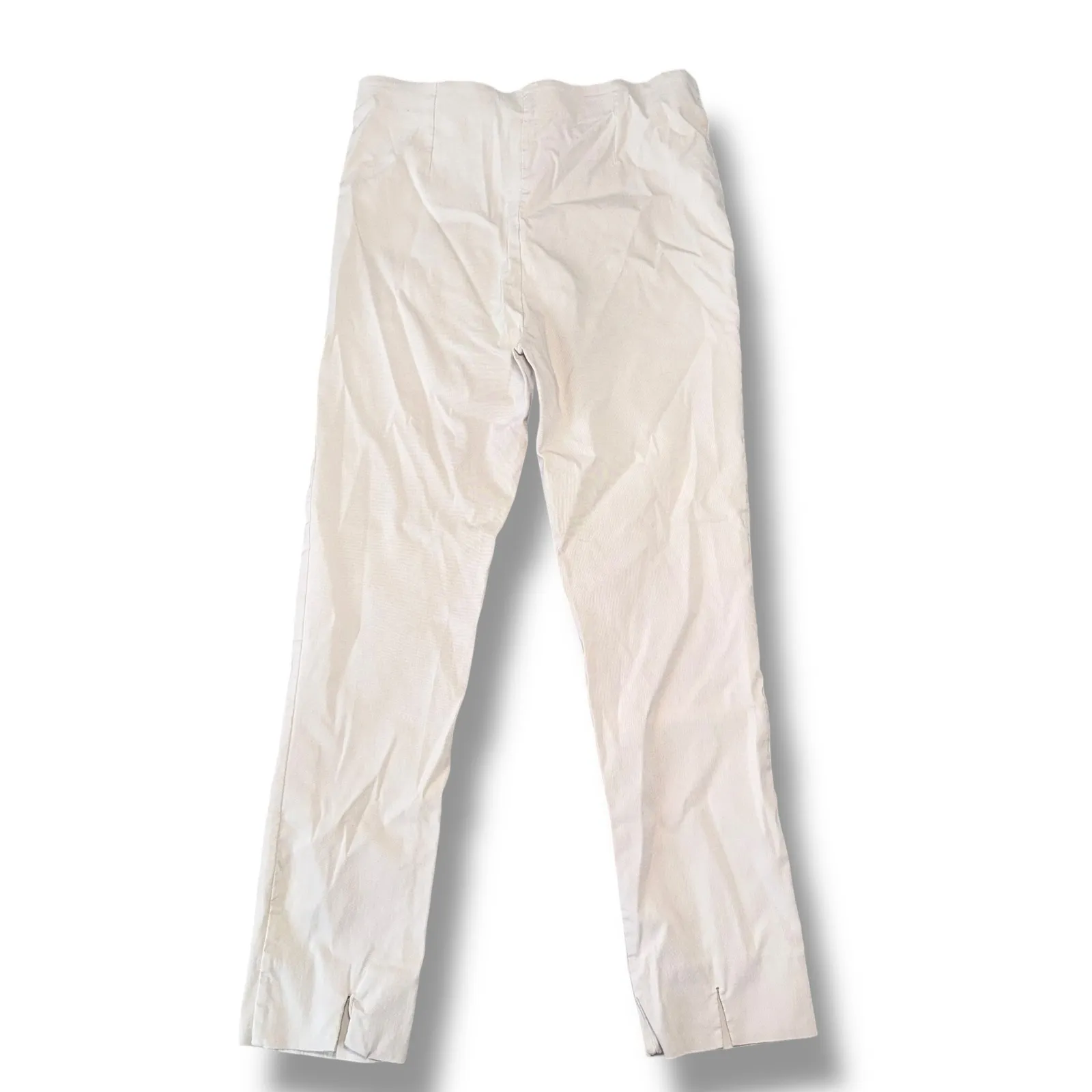 Gretchen Scott Women's Beige Striped Ankle Pants Size L Elastic Waist White Size L - Image 3