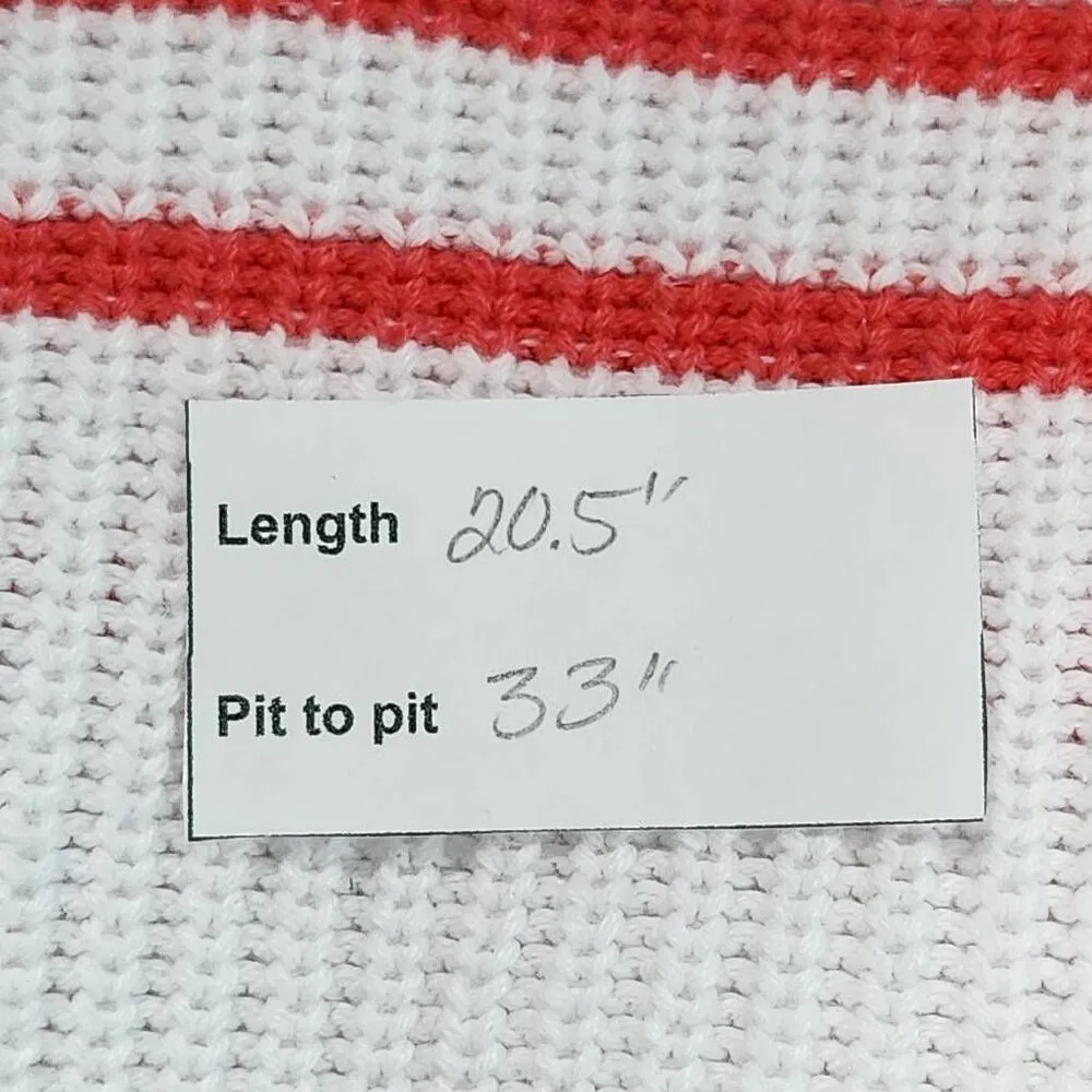 Aerie Pink and White Stripe Oversized Cropped Knit Sweater Size Large - Image 9