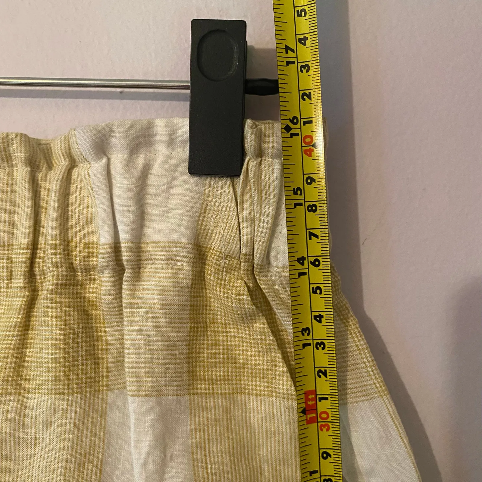 R.G. Kane White Tan Plaid 100% Linen Shorts Oxford Paperbag Women's size Small - Image 7