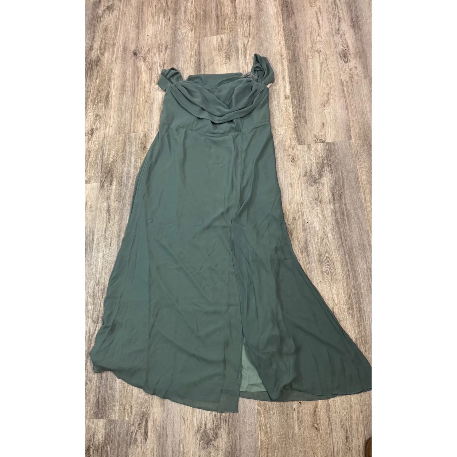 Birdy Grey Mira Chiffon Sea Glass Maxi Dress Cowl Neck Slit Size 1X NWT - Image 5