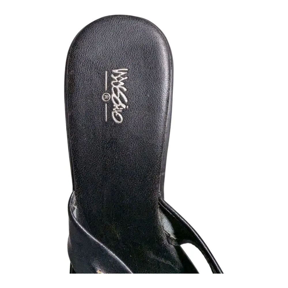 Vtg Y2K Mossimo Black Faux Leather Criss Cross Wedge Heel Slide Sandals Sz 7.5 - Image 4