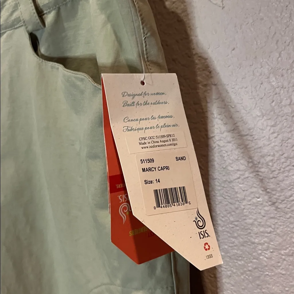 New Isis Women’s Marcy Capri Pants Sand Color Size 14 Favorite Rose Regular Fit Tan - Image 8