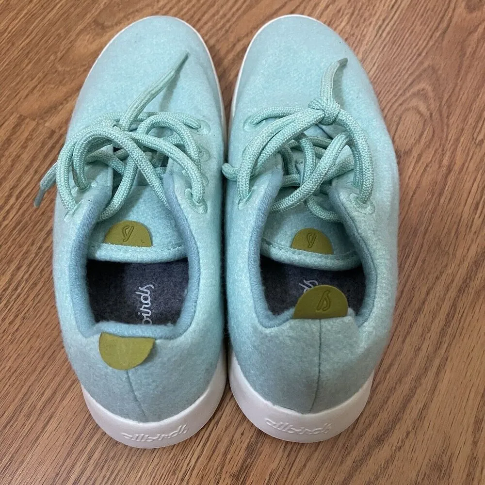 ALLBIRDS Turquoise mint green wool tree runners lace up shoes size US W8 - Image 3