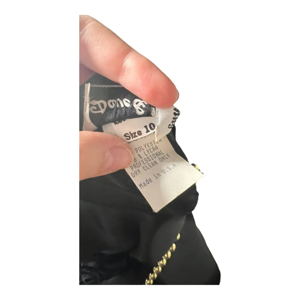 Vintage Beaded Black Cocktail Dress 80’s 10 Gold - Image 4