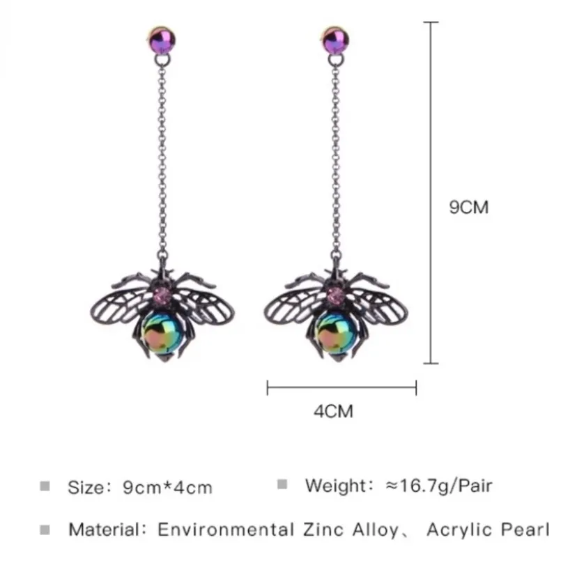 Flying Insect Stud Drop Earrings - Image 3