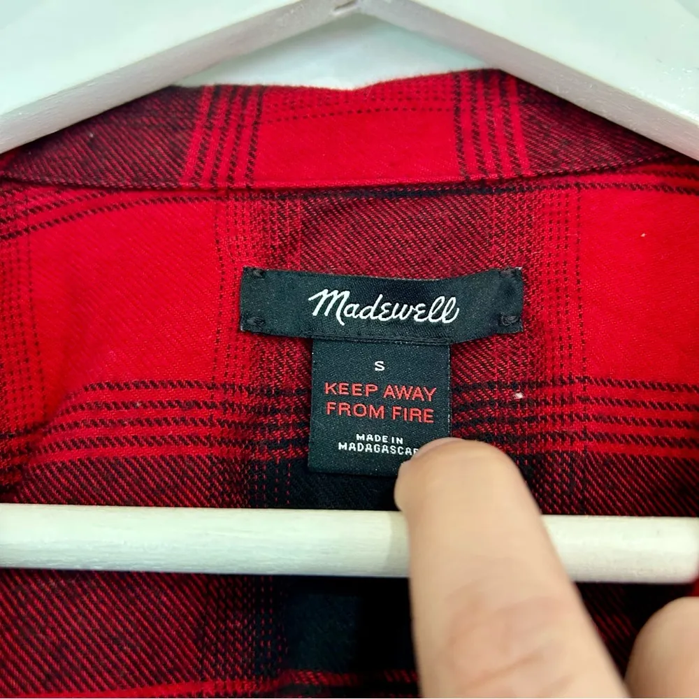 Madewell Women’s Flannel Button Down Pajama Top Red Size Small EUC - Image 4