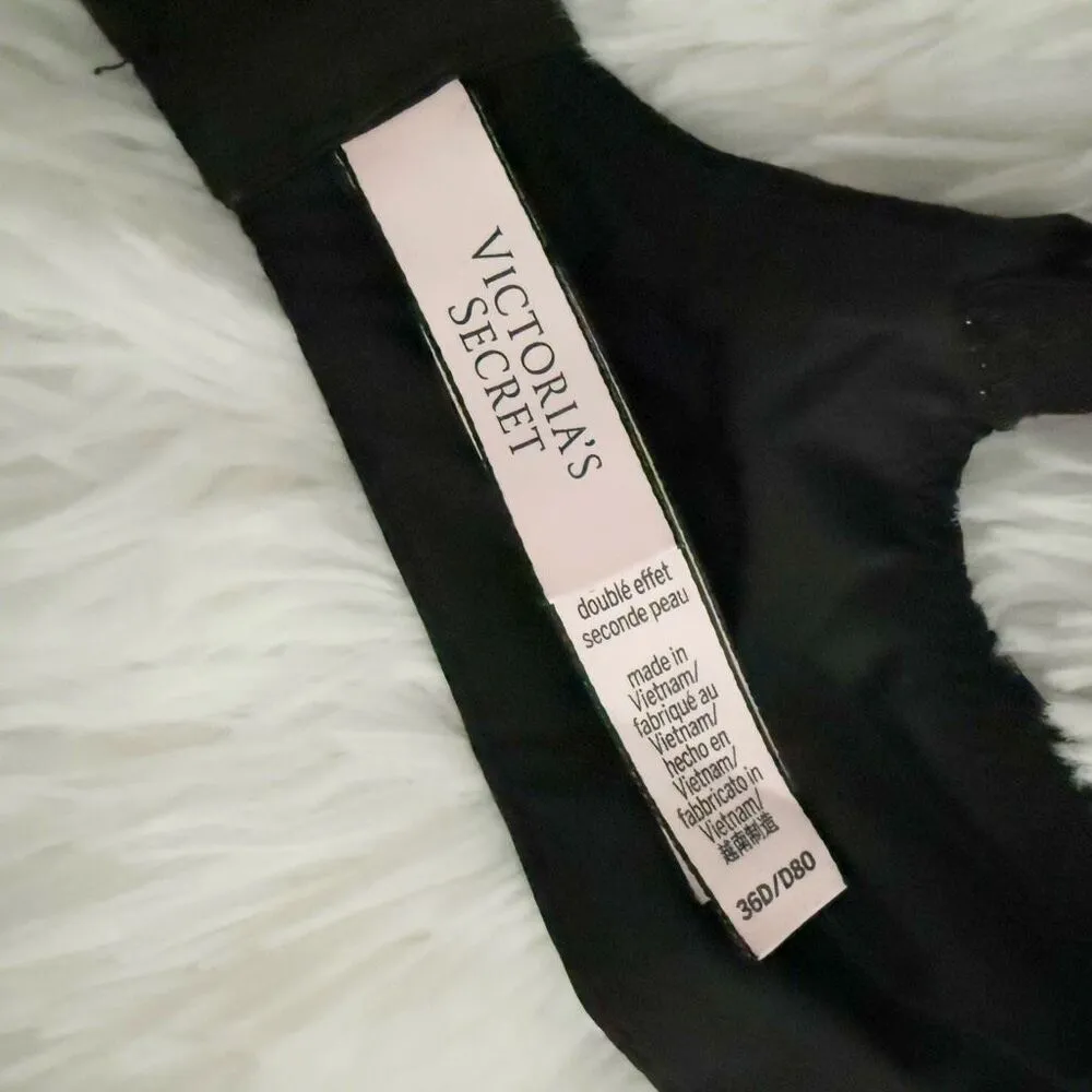 VICTORIA'S SECRET | Black Pink Sparkle T-Shirt Bra Lightly Padded Wordmark | 36D - Image 4