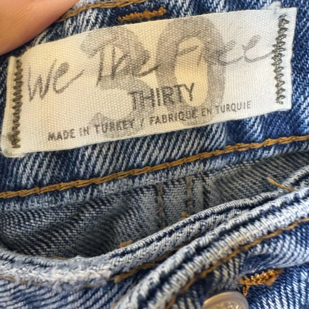 Free People We The Free Distressed Straight Leg Jeans Medium Wash 30 - Image 4