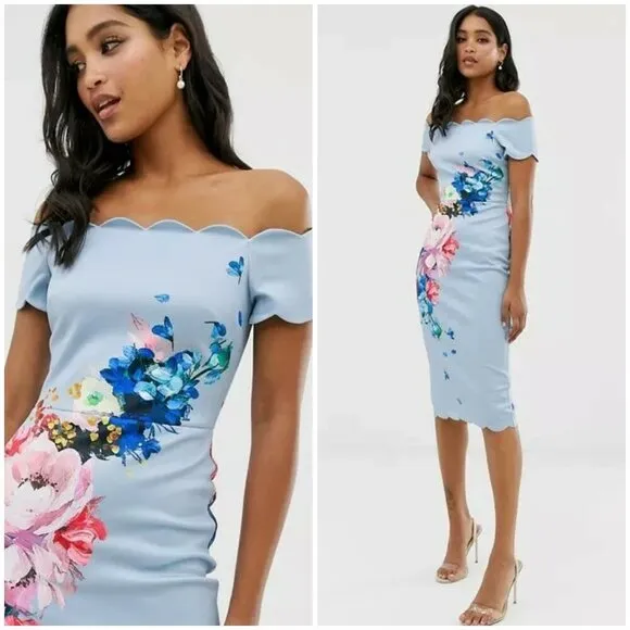 💕TED BAKER💕 Hailly Bardot Dress ~ Raspberry Ripple Print TB Size 4 = US 10 NWT - Image 2