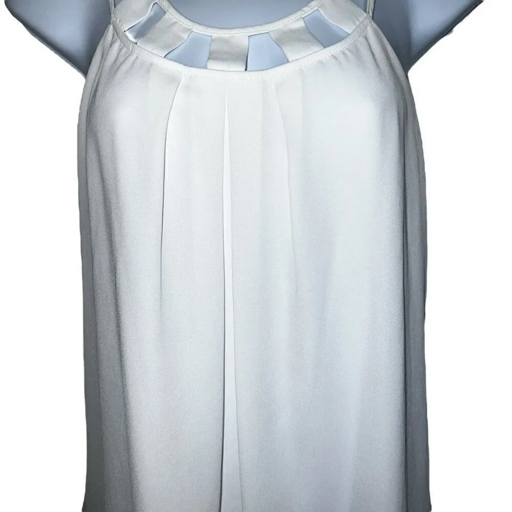EXPRESS White Chiffon Front Cut Out Top‎ Open Back EUC Size XS - Image 3