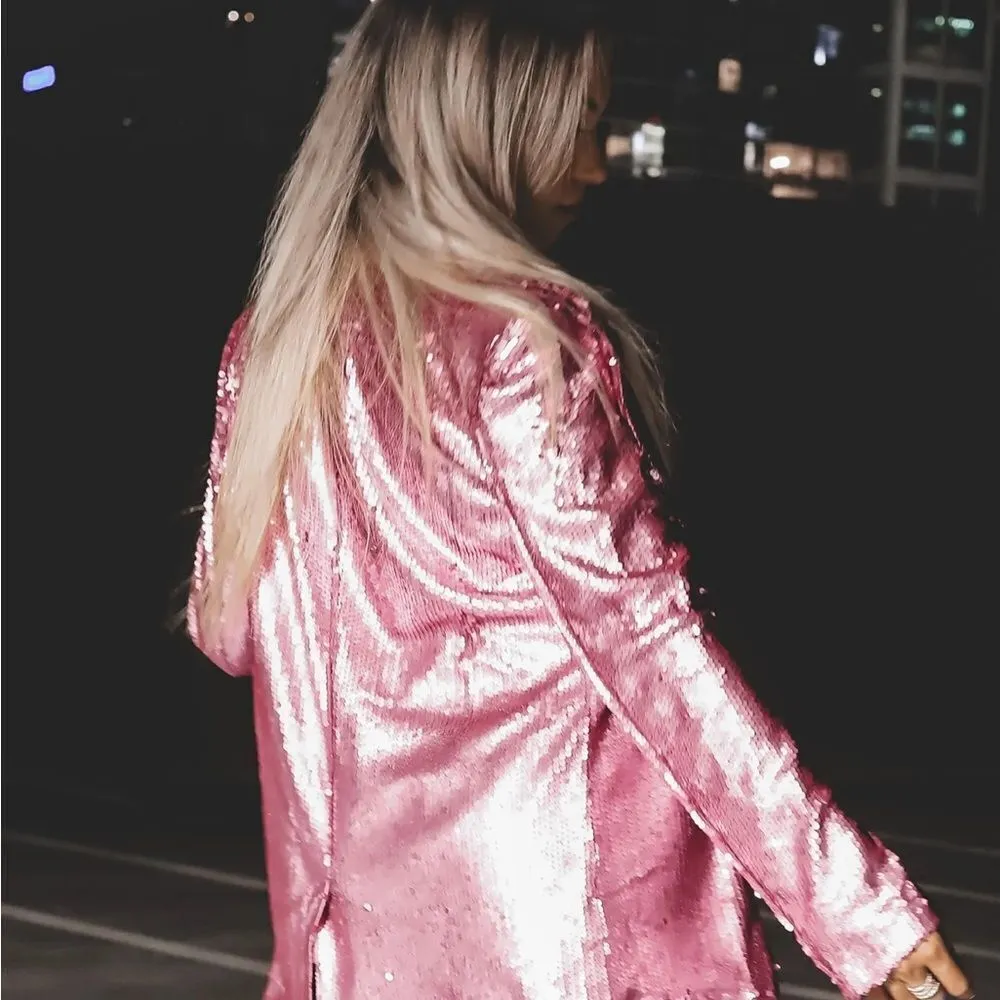 Beautiful pink sequined open front blazer! Pink Size undefined - Image 3