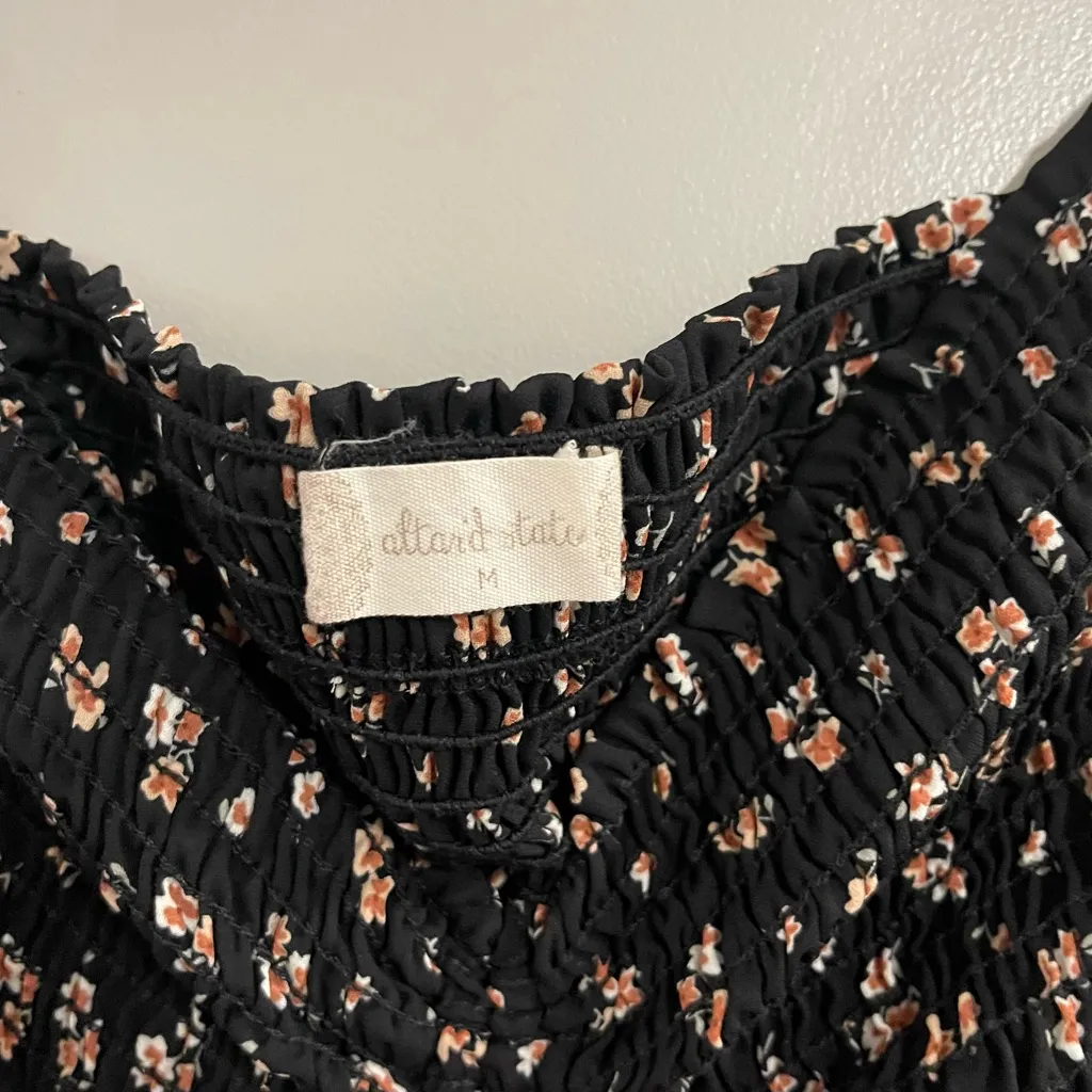 Altar'd State Black Floral Ruched Blouse - Image 4