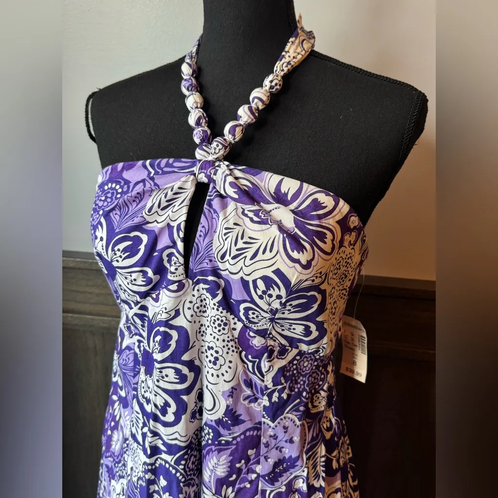 Dressbarn Purple and White Halter Floral Dress NWT 8 - Image 2