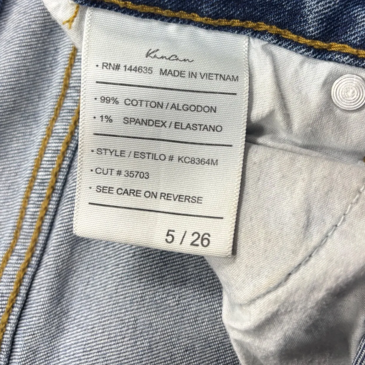 KanCan Size 5/26 Distressed Denim Jeans Cuffed Hem Light Wash Rips Distressed Blue - Image 8