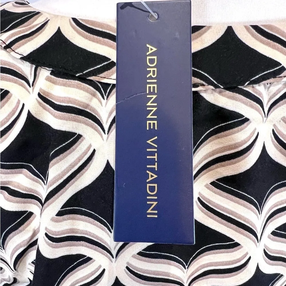 Adrienne Vittadini black mocha black and tan print blouse top size XL NWT - Image 6