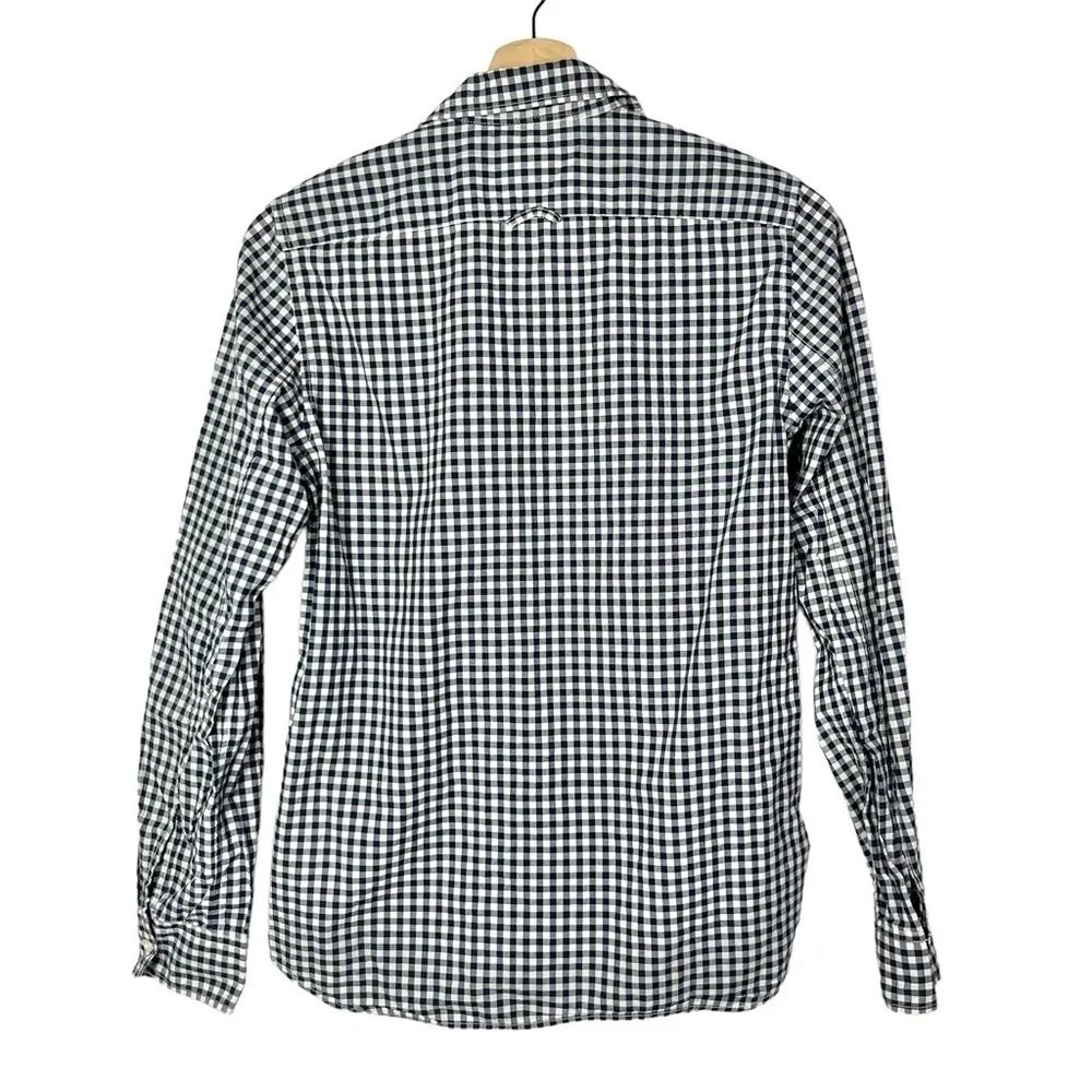Gap Blue & White Gingham Plaid Fitted Boyfriend Long Sleeve Button Down XS - Image 2