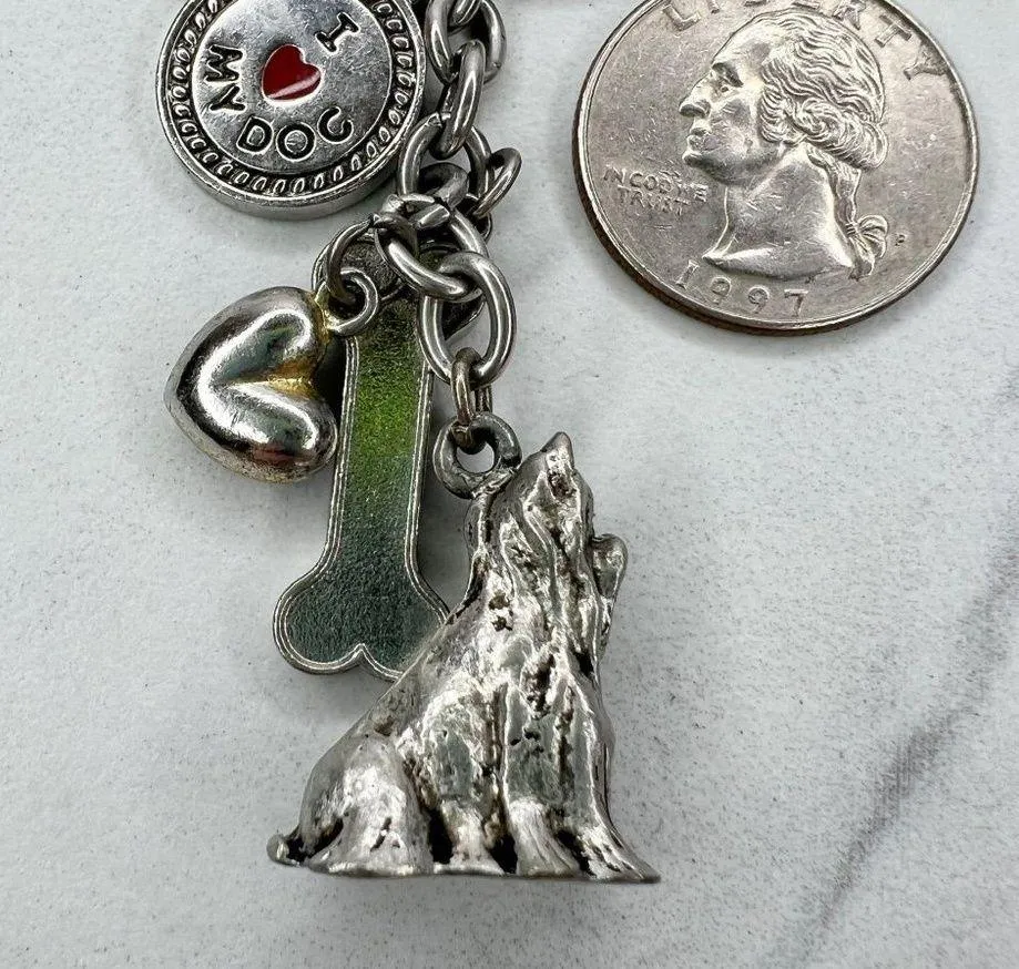 Silver Tone Best in Show I Heart Love My Dog Charms Keychain Keyring - Image 5