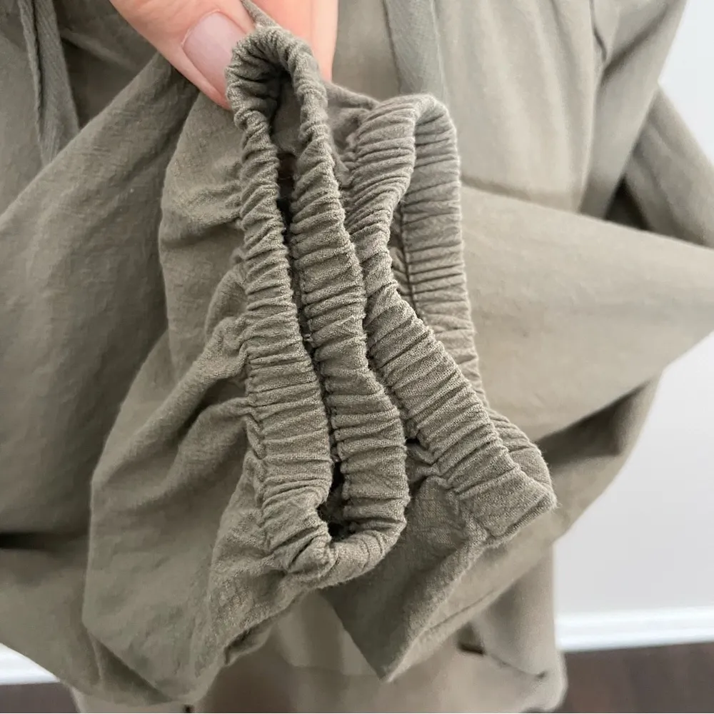 Soft Surroundings Top Lanai Hoodie Oversized Boxy Cotton Travel Olive Green - Image 6