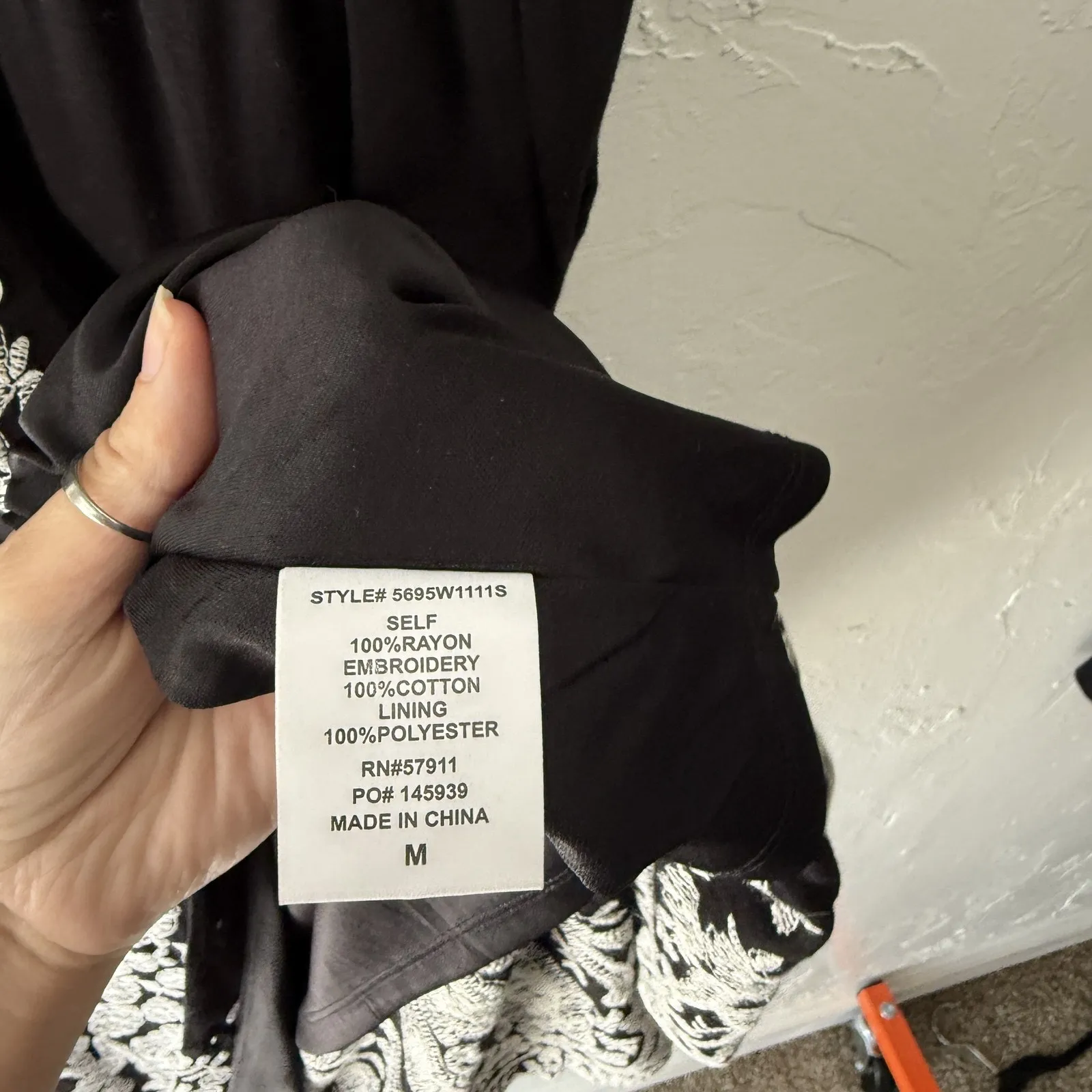 Superfoxx Dress Womens Medium Black White Embroidered Floral‎ Boho Midi Button - Image 8