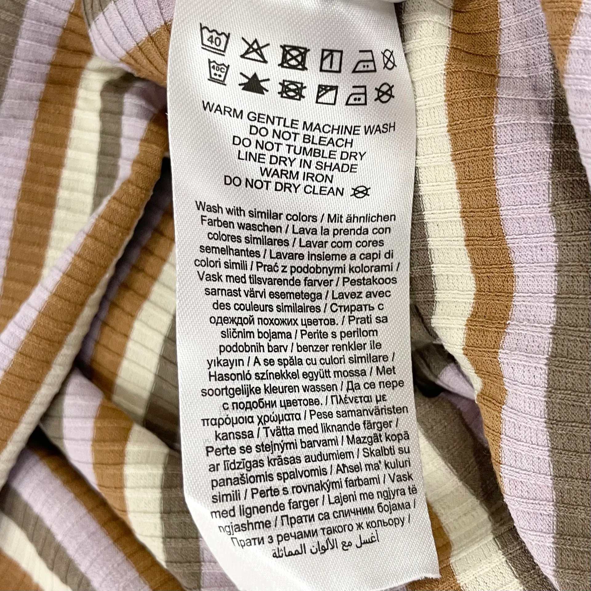 New  Square Neck Long Sleeve Mini Dress Frida Neutral Stripe - Image 16