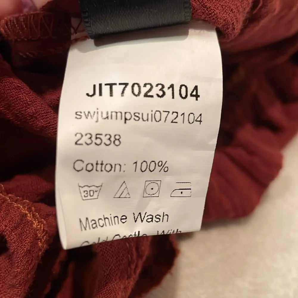 Shein- Rust Color Shorts Romper Gauzy w/ Convertible Straps and Belt- Size L - Image 8