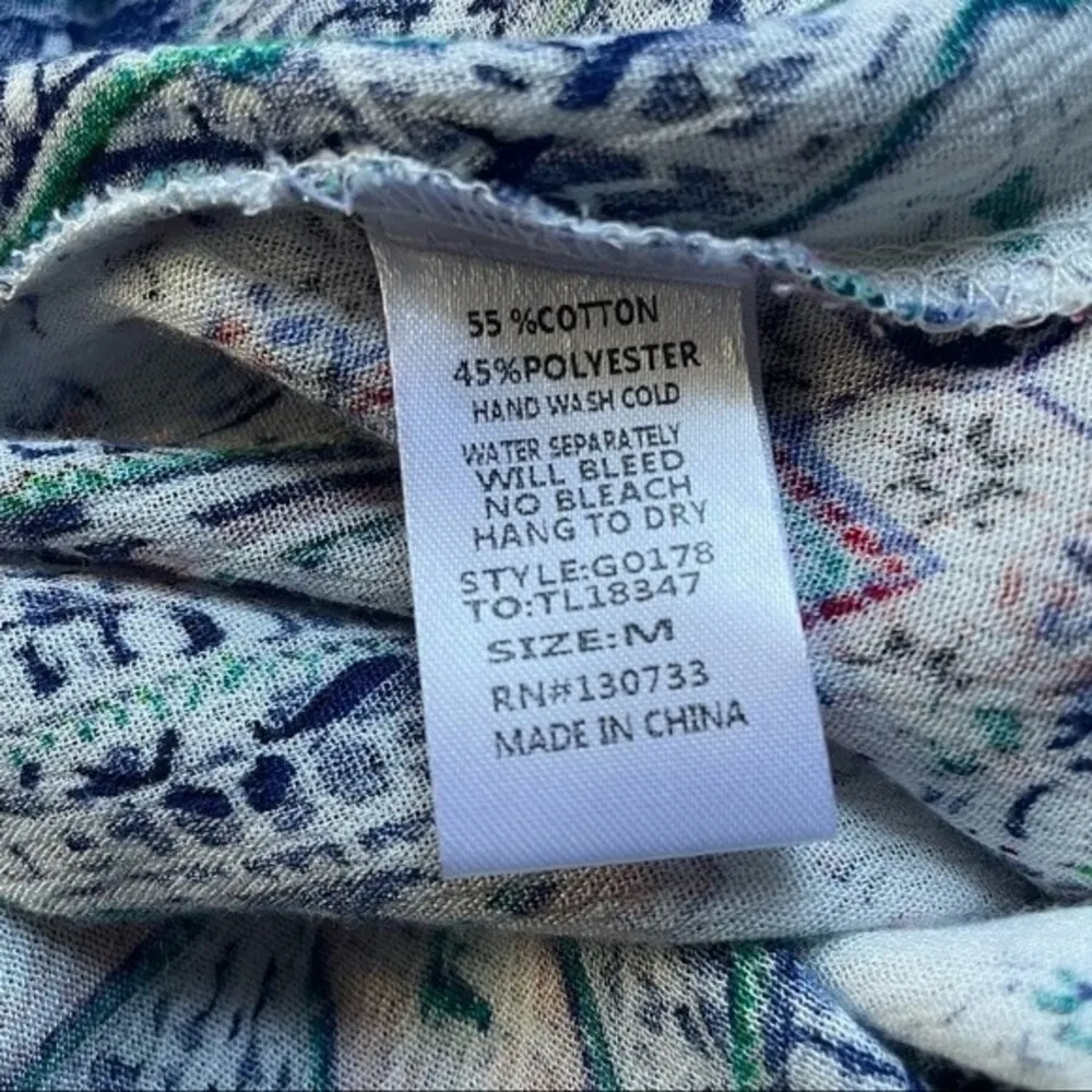 Umgee Boho Top Women's Size Medium Sleeveless Tunic Indigo Blue Crochet Pom Trim - Image 6