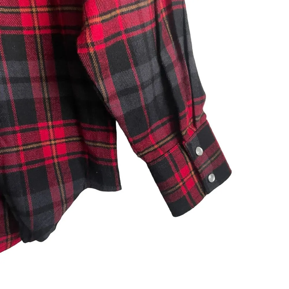Ely Cattleman Women Flannel Top S Red Long Sleeve Pearl Snap Closure Western NEW - Image 4