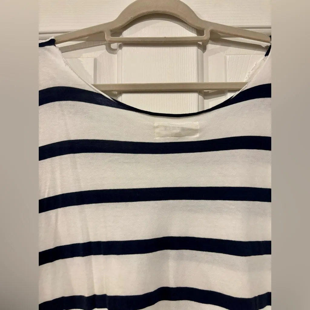THE GREAT. The Cut Neck Tee. Bleach Stripe. 3 Blue Size L - Image 11