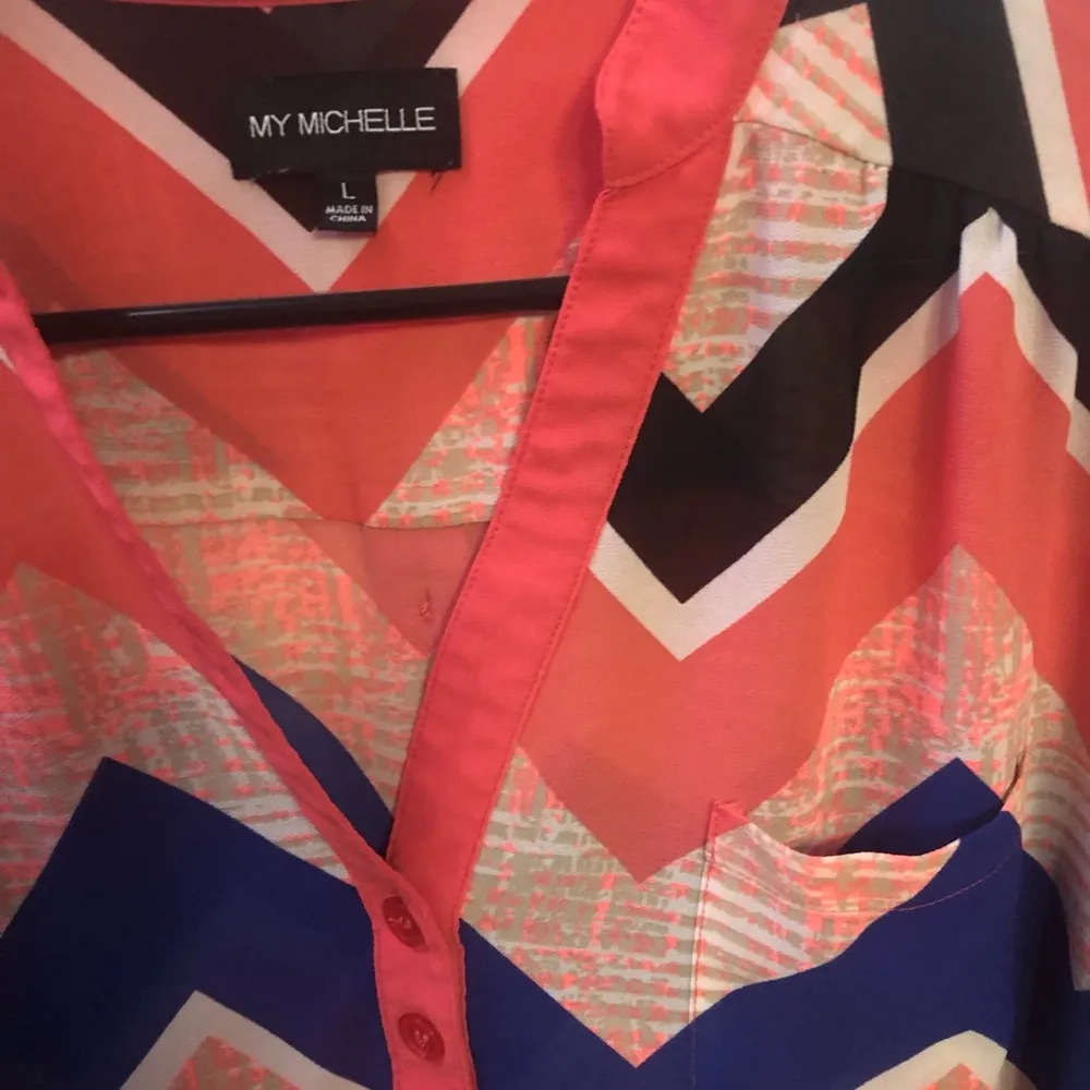 My Michelle Juniors L Sheer Chevron Top Shirt - Image 3