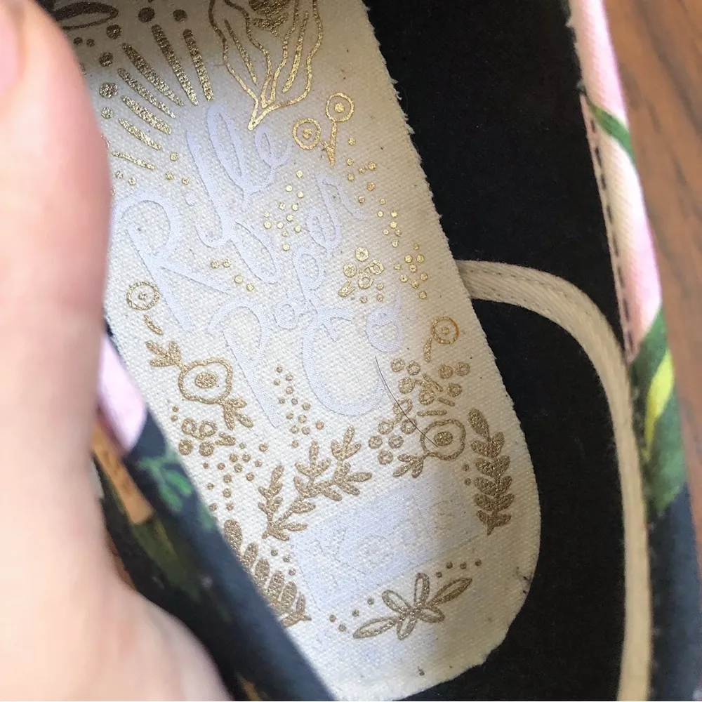 Keds x Rifle Paper Co • Botanical Champion Sneaker black floral pattern flat - Image 15