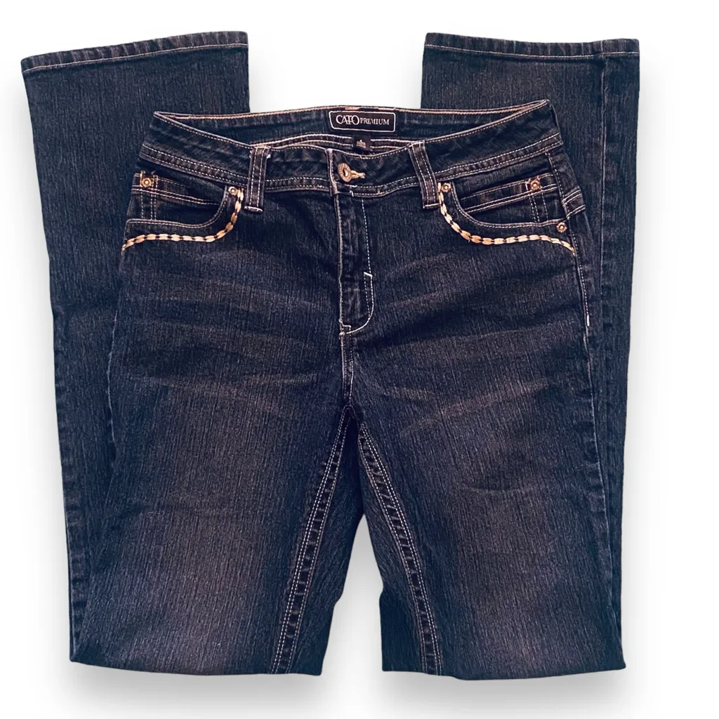 Cato Premium Classic Dark Blue Jeans with Embroidery Detail Size 6 - Image 4