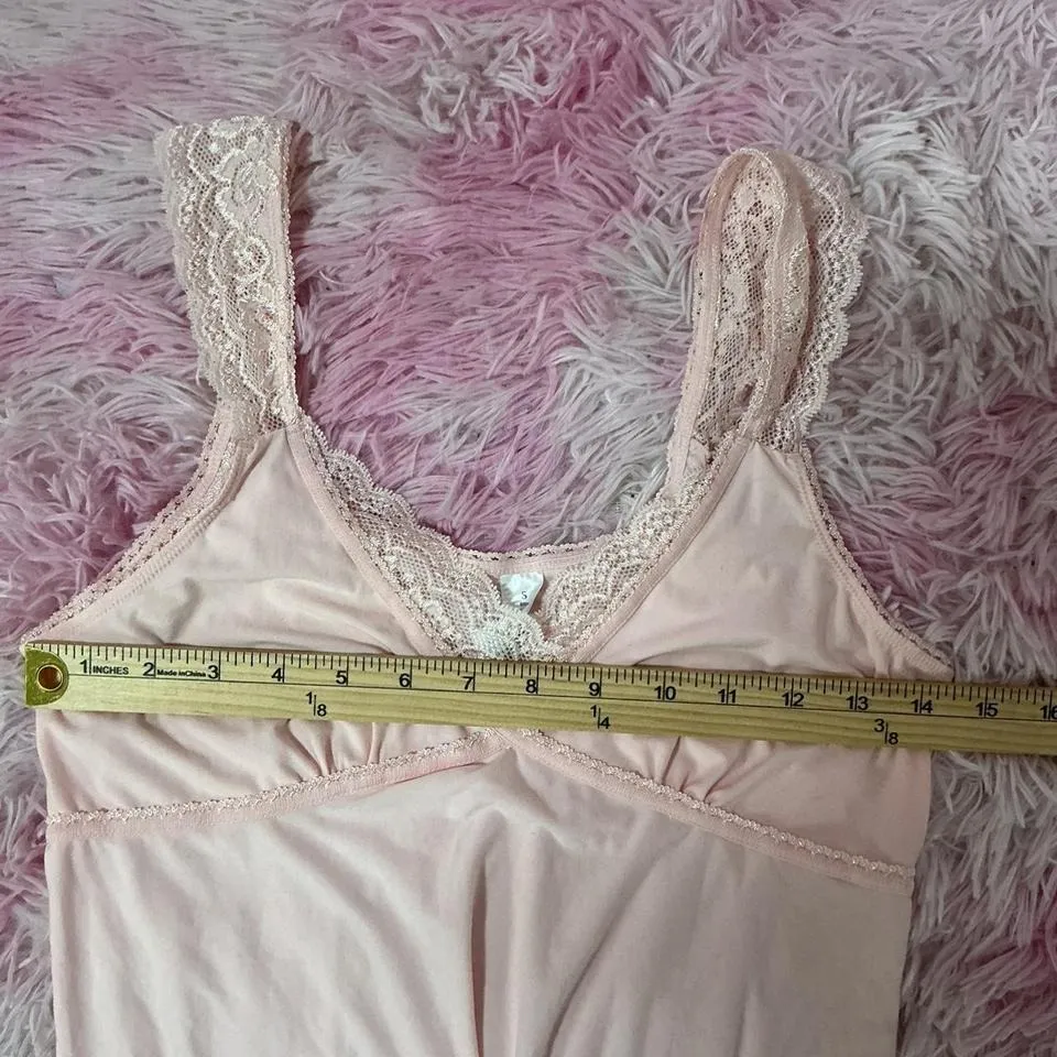 Fairy Baby Doll Lace Trim Cami Top Light Pink Sleepwear Tank Top S‎ - Image 4
