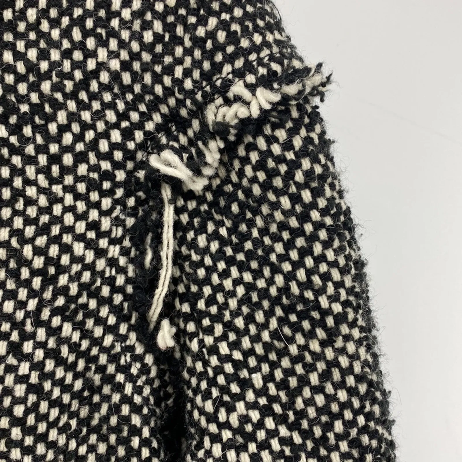 Zara Basic Tweed Full Zip Jacket Black White Marled Chic Office wear size M - Image 9