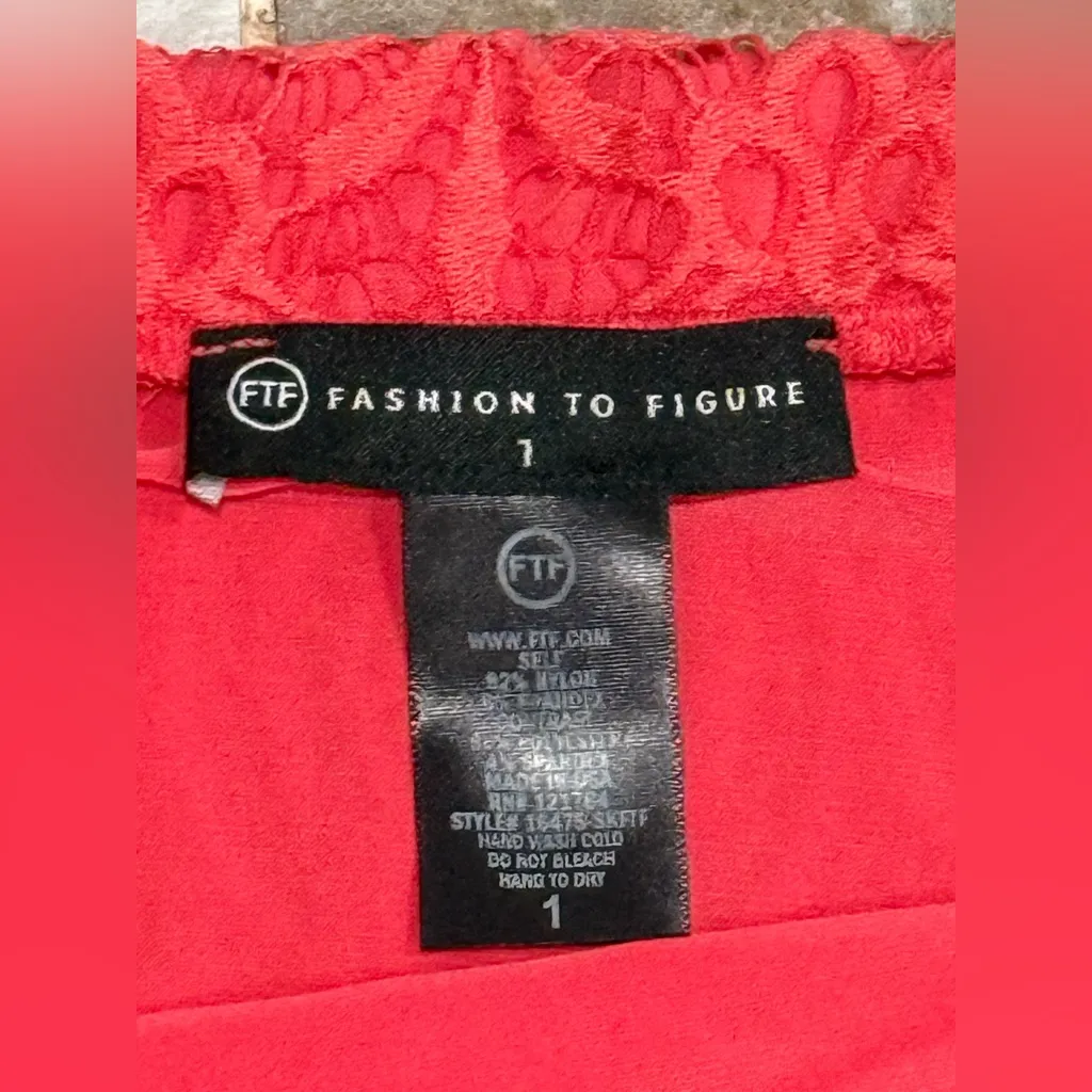 Fashion to Figure Vibrant Red Lace Skirt - Image 3